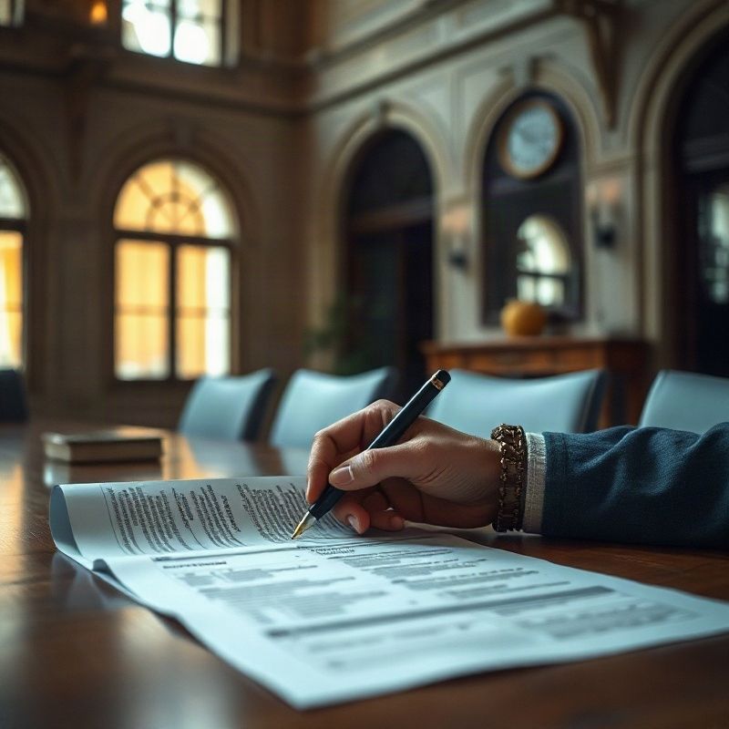 Persona revisando un informe impreso de auditoría de seguridad en una mesa de reuniones